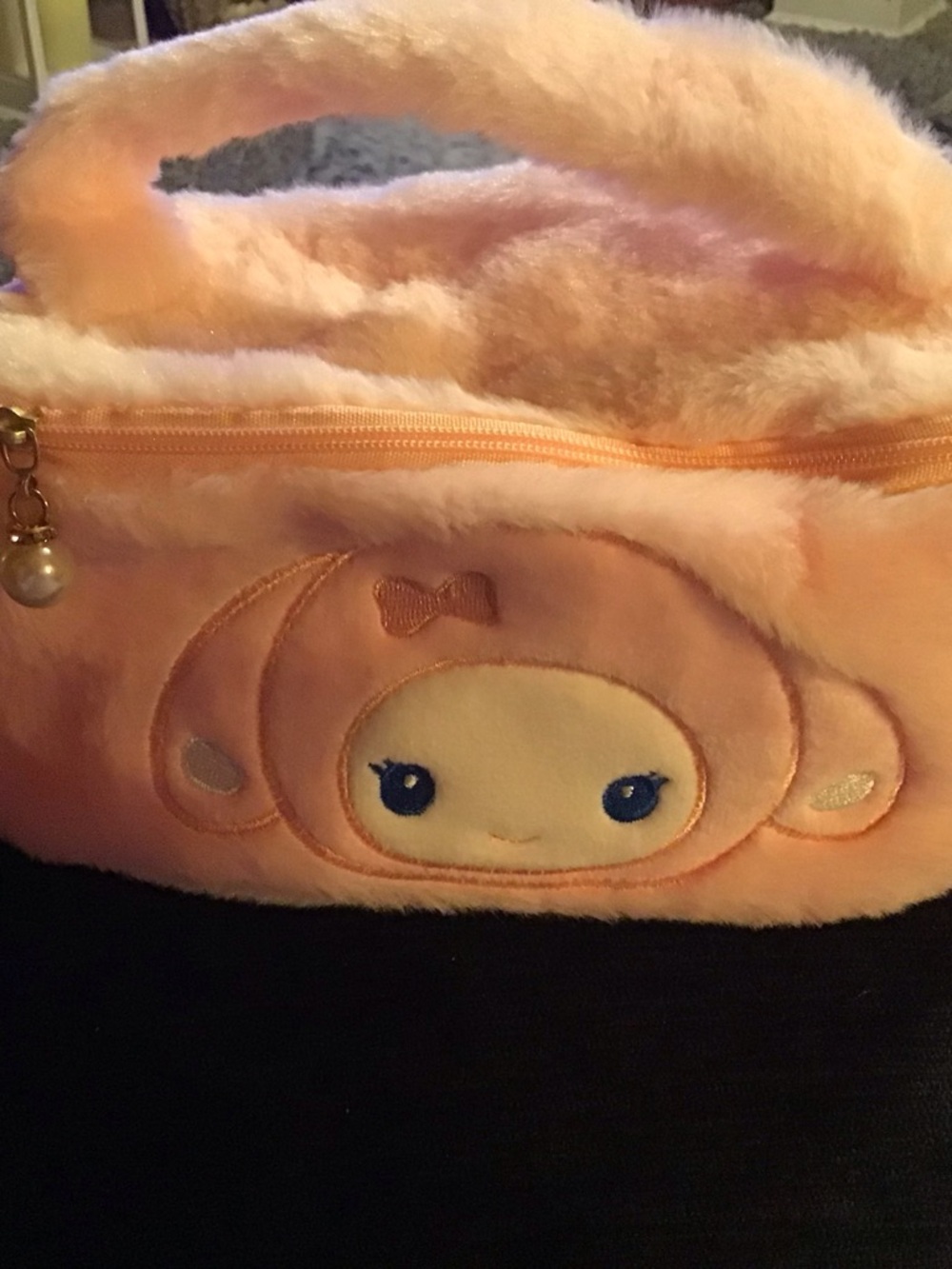 My Melody pink fluffy makeup bag